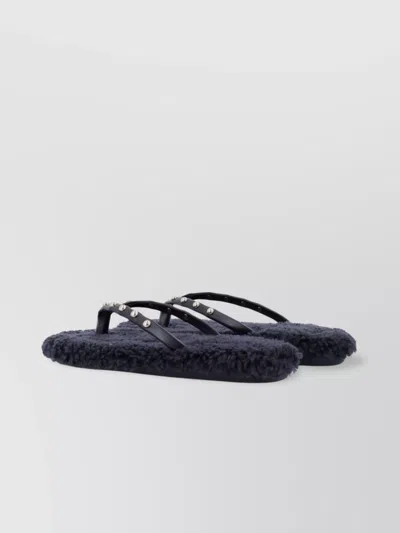 ANCIENT GREEK SANDALS FURRY SLIDE STUD STRAP RUBBER SOLE