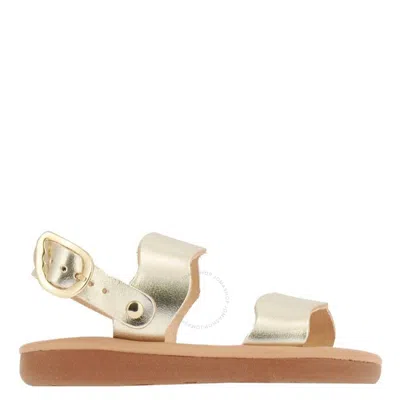 Ancient Greek Sandals Girls Calamos Soft Leather Sandals In Grey