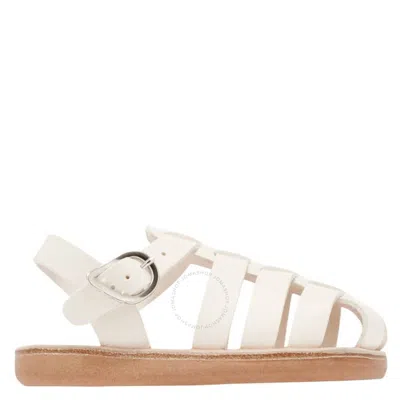 Ancient Greek Sandals Girls Ektoras Soft Leather Sandals In White