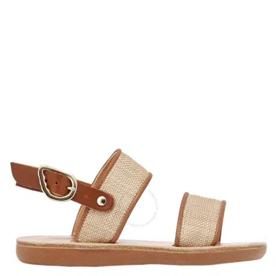 Ancient Greek Sandals Girls Little Clio Rafia Sandals In White