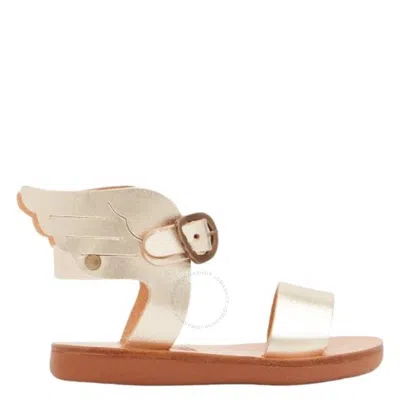 Ancient Greek Sandals Girls Little Ikaria Soft Vachetta Sandals In Silver Tone