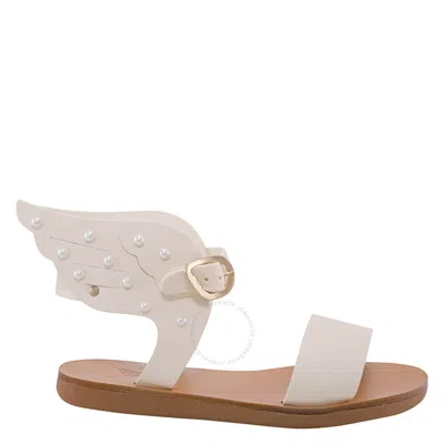 Ancient Greek Sandals Girls Off White Ikaria Pearls Soft Sandals