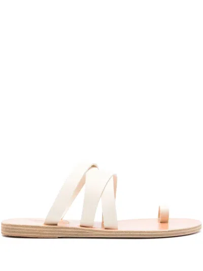 Ancient Greek Sandals Gordia Leather Slides In White