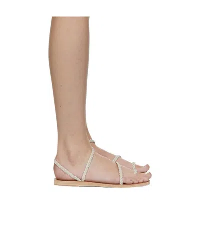 Ancient Greek Sandals Gray Logo Sandals In White