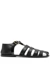 Ancient Greek Sandals Homer Caged Leather Sandals In Black