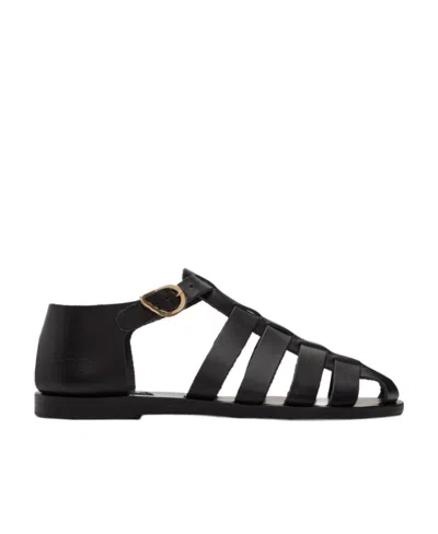 Ancient Greek Sandals Homeria Leather Sandals In Black