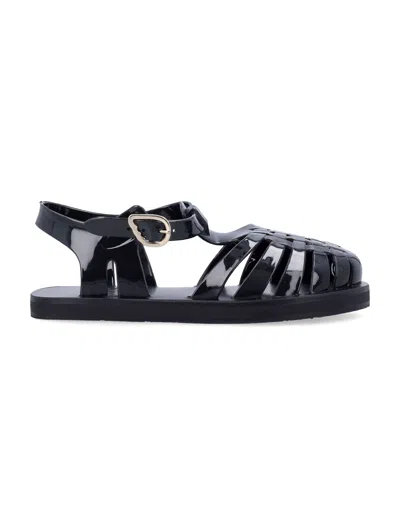 Ancient Greek Sandals Closed Toe Fisherman Style Flat Sandal In Black