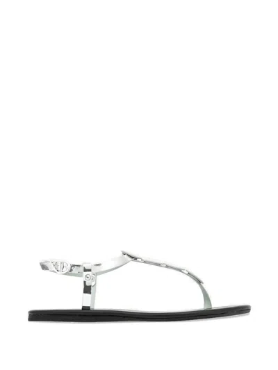Ancient Greek Sandals Ilida Round-detail Flat Sandals In Black