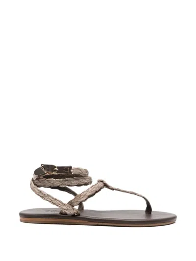 Ancient Greek Sandals "kalamida" Women`s Flat Sandals In Brown