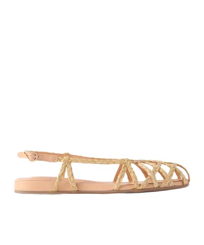 Ancient Greek Sandals Kardia Leather-trimmed Raffia Sandals In Multi