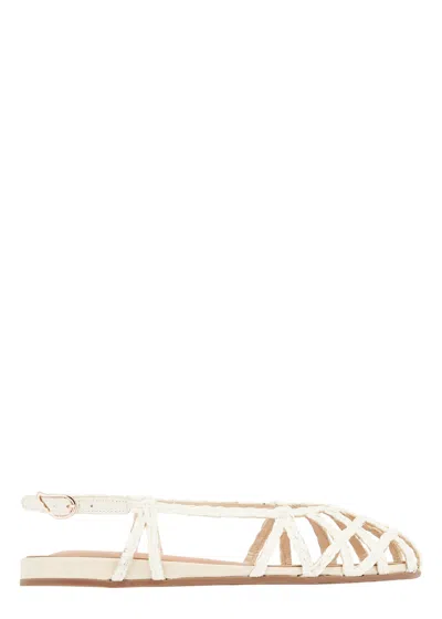 Ancient Greek Sandals Kardia Raffia Sandals In White