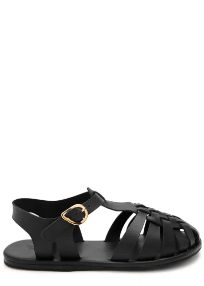 Ancient Greek Sandals Karina Woven Leather Sandals In Black