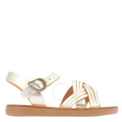 Ancient Greek Sandals Kids Little Electra Soft Sandals In Silver Tone