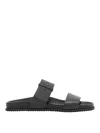 Ancient Greek Sandals Round-toe Leather Sandals In Black