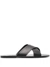 Ancient Greek Sandals Kritonas Crossover-strap Leather Slides In Black