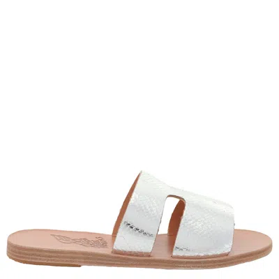 Ancient Greek Sandals Ladies Argento Apteros Flat Sandals