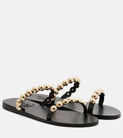 Ancient Greek Sandals Lambri Studded Leather Sandals In Black