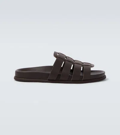 Ancient Greek Sandals Laodamas Leather Fisherman Sandals In Brown