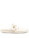 Ancient Greek Sandals Latria Buckled Leather Slides In White