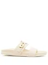 Ancient Greek Sandals Latria Buckled Leather Slides In Weiss