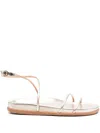 Ancient Greek Sandals Leather Ankle-strap Sandals In White