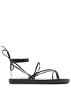 Ancient Greek Sandals Leather Ankle-tie Sandals In Black