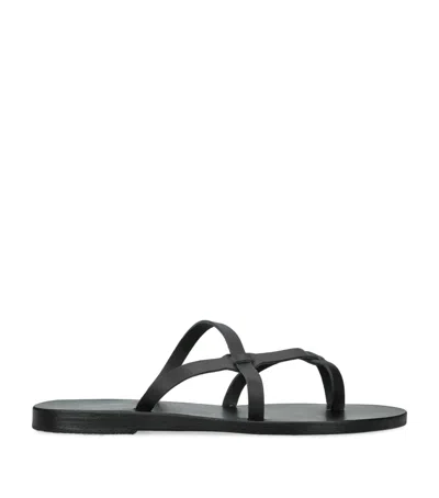 Ancient Greek Sandals Leather Armos Sandals In Black