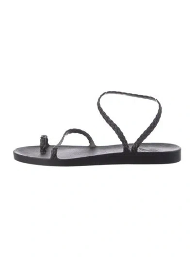 Pre-owned Ancient Greek Sandals Leather Braided Accents Gladiator Sandals In Black