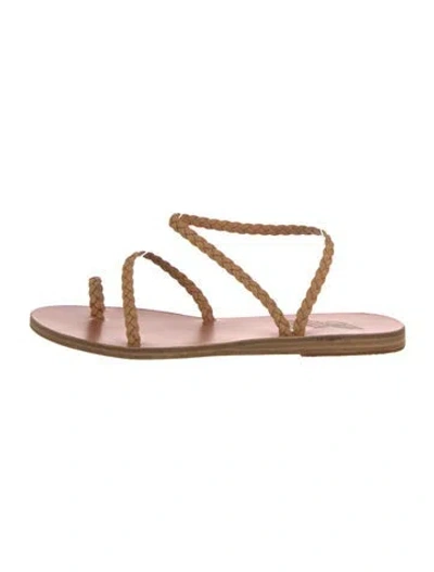 Pre-owned Ancient Greek Sandals Leather Braided Accents Gladiator Sandals In Neutral