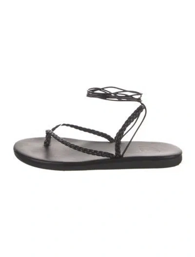 Pre-owned Ancient Greek Sandals Leather Braided Accents Sandals In Black