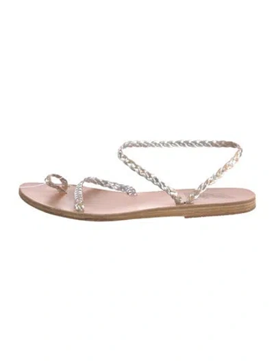 Pre-owned Ancient Greek Sandals Leather Braided Accents Sandals In Gold