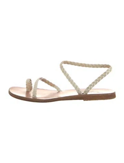 Pre-owned Ancient Greek Sandals Leather Braided Accents Sandals In Gold