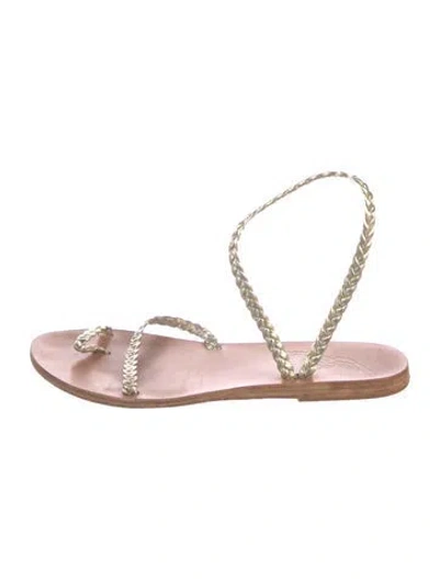 Pre-owned Ancient Greek Sandals Leather Braided Accents Sandals In Gold/metallic