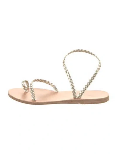 Pre-owned Ancient Greek Sandals Leather Braided Accents Sandals In Gold/metallic
