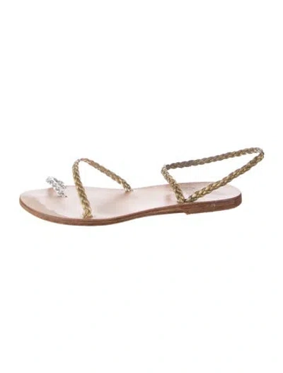 Pre-owned Ancient Greek Sandals Leather Braided Accents Sandals In Silver