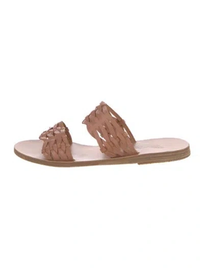 Pre-owned Ancient Greek Sandals Leather Braided Accents Slides In Neutral