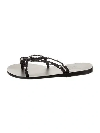 Pre-owned Ancient Greek Sandals Leather Braided Accents Slides W/ Tags In White