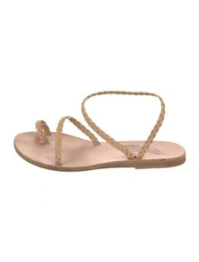 Pre-owned Ancient Greek Sandals Leather Braided Accents Slingback Sandals In Neutral