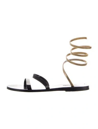 Pre-owned Ancient Greek Sandals Leather Chain-link Accents Gladiator Sandals In Multi