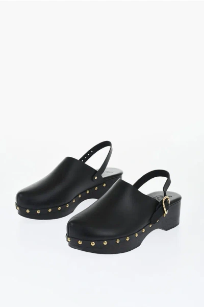 Ancient Greek Sandals Leather Clog With Studs Detail In Black