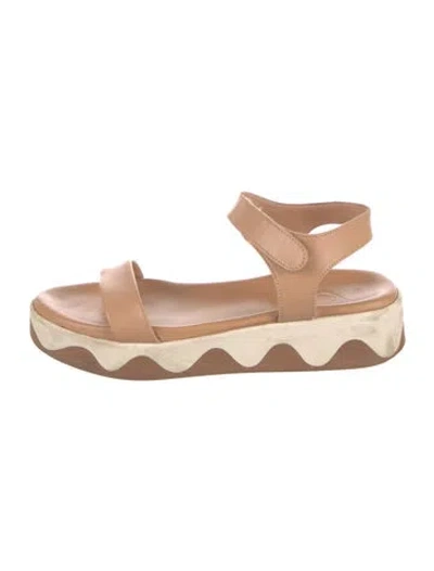 Pre-owned Ancient Greek Sandals Leather Colorblock Pattern Slingback Flats In Neutral