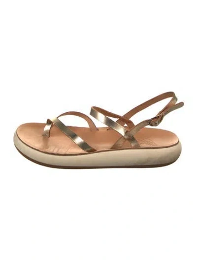 Pre-owned Ancient Greek Sandals Leather Colorblock Pattern Slingback Sandals In Neutral