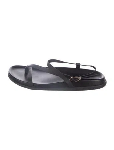 Pre-owned Ancient Greek Sandals Leather Flats In Black