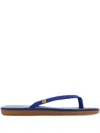 Ancient Greek Sandals Blue Fabric Saionara Thong Slippers