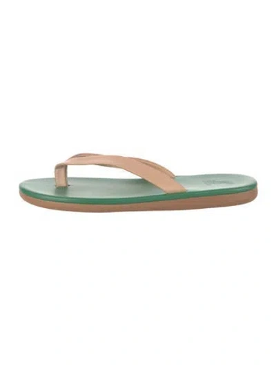 Pre-owned Ancient Greek Sandals Leather Flip Flops In Green