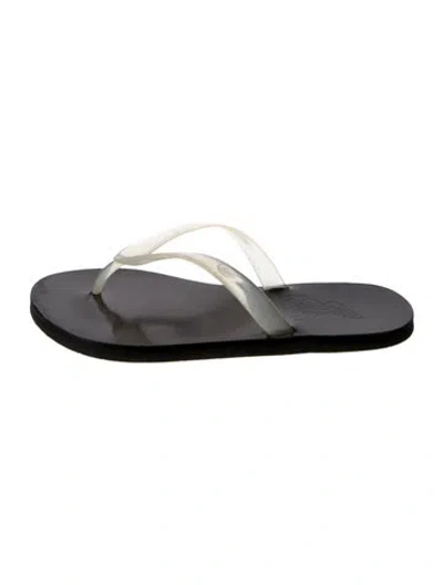 Pre-owned Ancient Greek Sandals Leather Flip Flops In Silver
