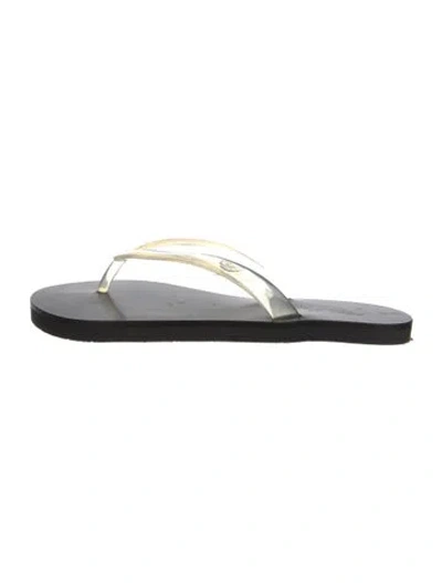 Pre-owned Ancient Greek Sandals Leather Flip Flops In Silver