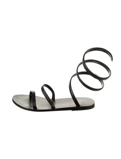 Pre-owned Ancient Greek Sandals Leather Gladiator Sandals In Black