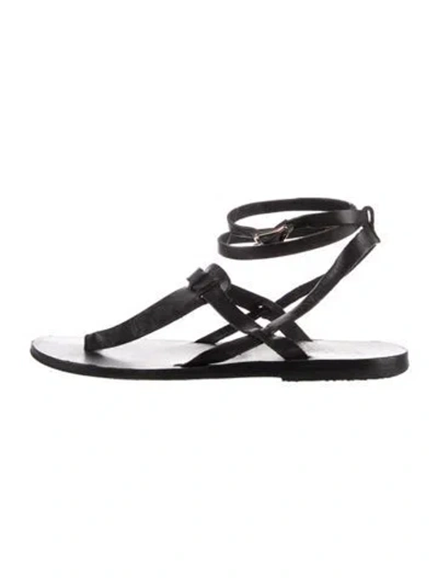 Pre-owned Ancient Greek Sandals Leather Gladiator Sandals In Black