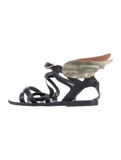Pre-owned Ancient Greek Sandals Leather Gladiator Sandals In Blue